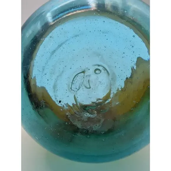 Ombre Hand Blown Amber Blue Green Glass Tumbler Set of Two - Picture 5 of 9